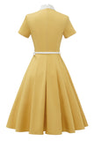 Vestido retro estilo amarelo de 1950 com Bowknot