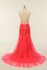 Carregar imagem no visualizador da galeria, Coral Backless Long Prom Dress com Apliques