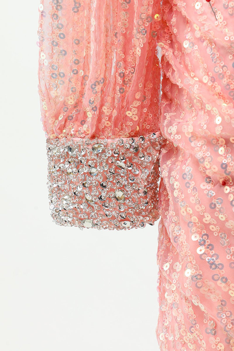 Carregar imagem no visualizador da galeria, Blush One Shoulder Sequin Cocktail Dress