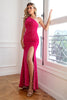 Carregar imagem no visualizador da galeria, Fuchsia Sequin Longo vestido de baile com fenda