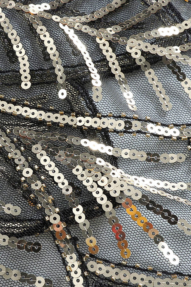 Carregar imagem no visualizador da galeria, Black and Gold Sequin Glitter 1920s Cape