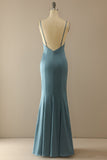 Sereia Azul V Long Neck Prom Dress