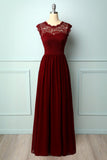 Vestido de renda vermelho escuro formal