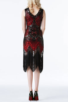 Franja de glitter vermelho 1920 Flapper Dress