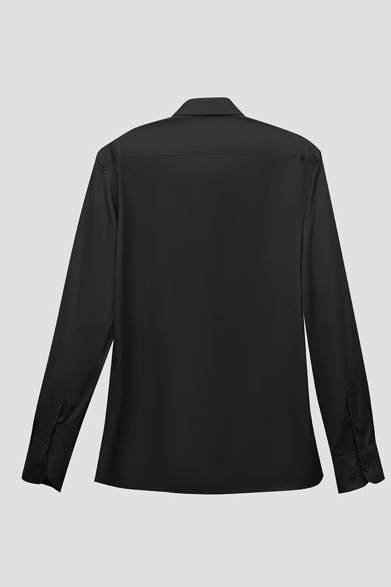 Carregar imagem no visualizador da galeria, Camisa preta de terno masculino sólido