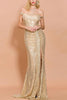 Carregar imagem no visualizador da galeria, Sereia de lantejoulas ouro longo vestido de baile