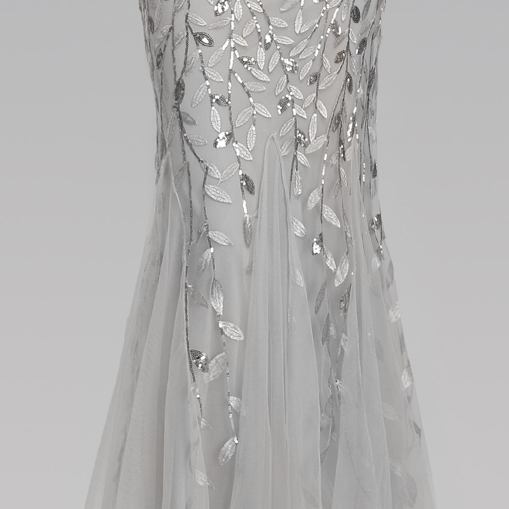 Carregar imagem no visualizador da galeria, Sereia mangas curtas vestido de baile de prata