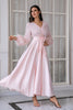Carregar imagem no visualizador da galeria, Vestido de festa de casamento de mangas compridas rosa