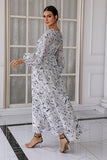 Vestido de convidado de casamento floral branco