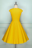 Vestido sólido amarelo dos anos 50