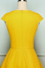 Carregar imagem no visualizador da galeria, Vestido sólido amarelo dos anos 50