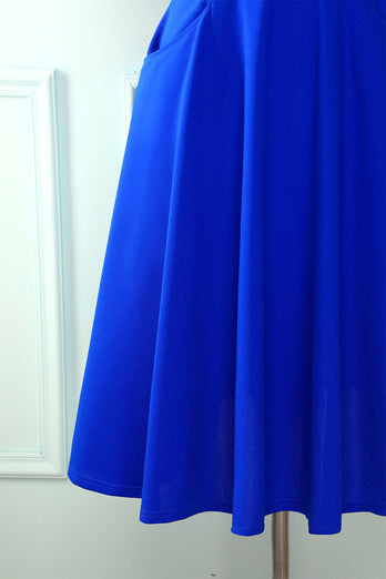 Vestido Midi Azul Royal com Bolsos