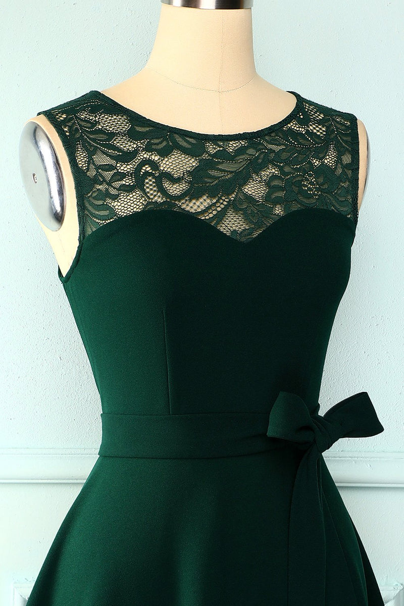 Carregar imagem no visualizador da galeria, Vestido Verde Escuro Alto Baixo
