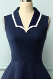 Vestido azul marinho dos anos 50