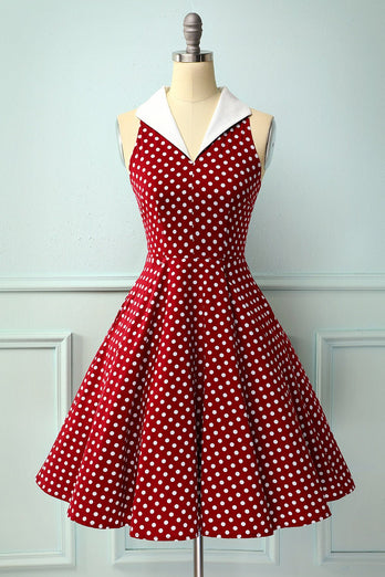 Vestido Borgonha com Bolinhas Brancas