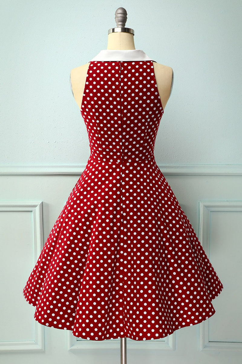 Carregar imagem no visualizador da galeria, Vestido Borgonha com Bolinhas Brancas
