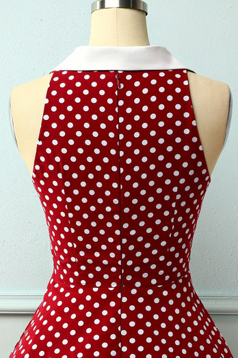 Vestido Borgonha com Bolinhas Brancas
