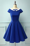 Peter Pan Collar Vestido Azul Royal