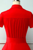 Vestido vermelho com decote em V sólido