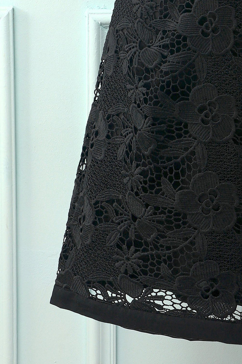 Carregar imagem no visualizador da galeria, Vestido de renda floral preto