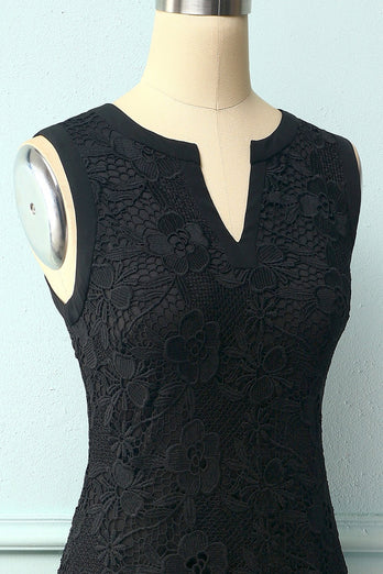 Vestido de renda floral preto