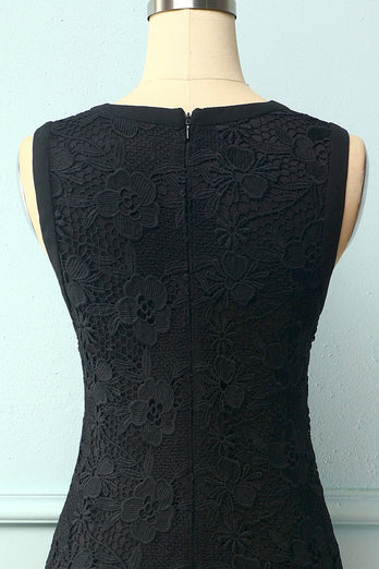 Vestido de renda floral preto