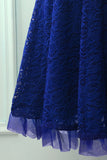 Vestido formal azul royal de renda