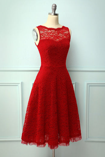 Vestido formal de renda vermelha