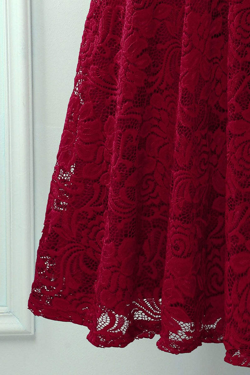 Carregar imagem no visualizador da galeria, Vestido formal vermelho escuro com mangas 3/4
