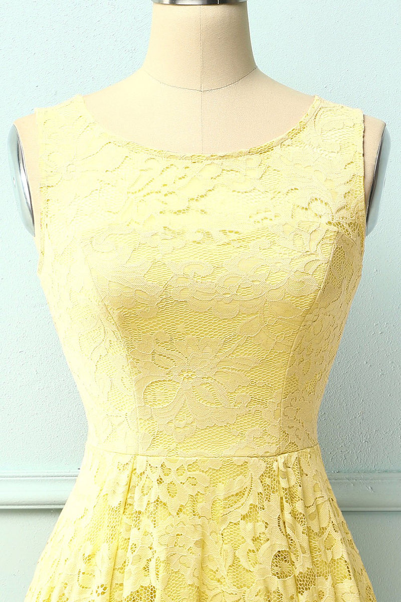 Carregar imagem no visualizador da galeria, Vestido assimétrico de renda amarela