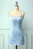 Carregar imagem no visualizador da galeria, Cintas de espaguete azul céu vestido bodycon