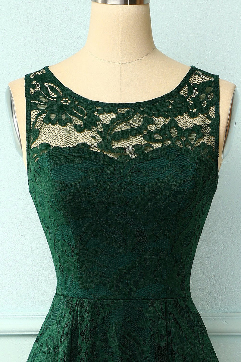 Carregar imagem no visualizador da galeria, Vestido de festa verde escuro com laço baixo alto