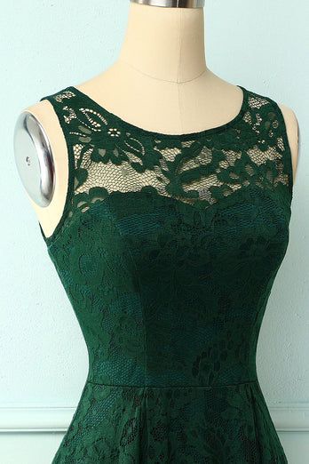 Vestido de festa verde escuro com laço baixo alto