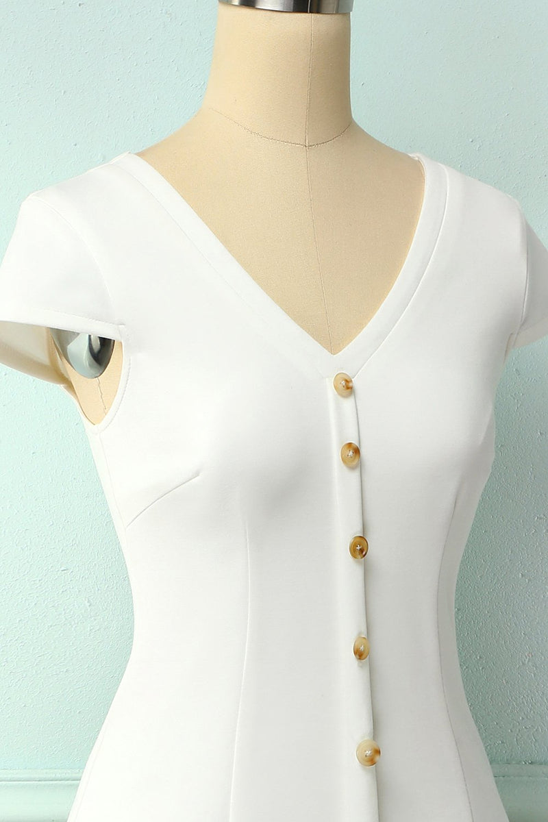 Carregar imagem no visualizador da galeria, Vestido de mudança de botão branco