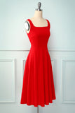 Vestido de gola quadrada vermelha
