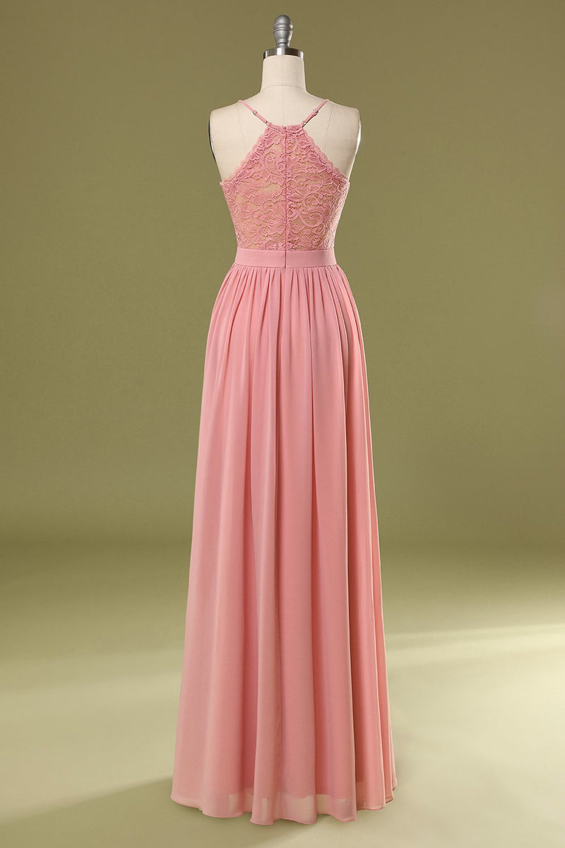 Carregar imagem no visualizador da galeria, Vestido de dama de honra longo rosa simples
