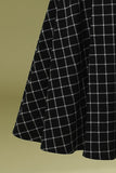 Vestido de balanço Midi xadrez preto vintage