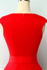 Carregar imagem no visualizador da galeria, Vestido vermelho do balanço dos anos 50 do botão vermelho