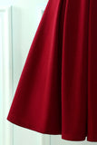 Borgonha Vintage vestido de mangas curtas