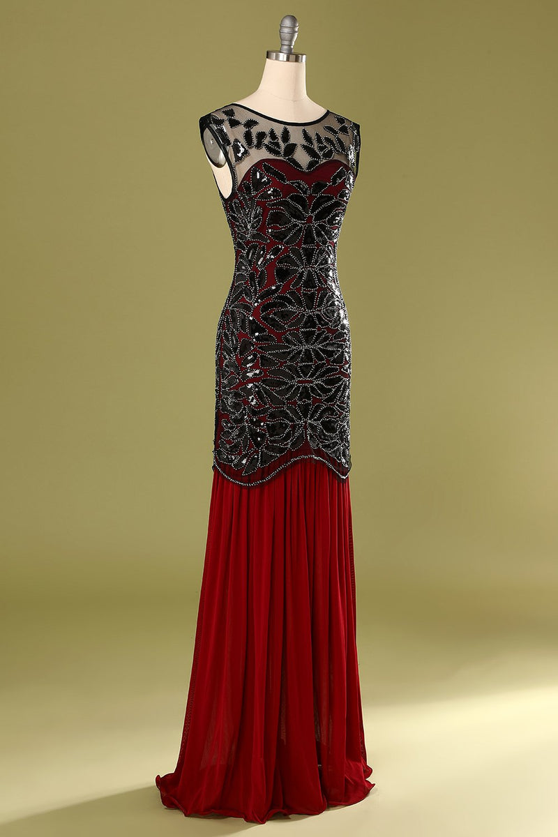 Carregar imagem no visualizador da galeria, Vermelho e preto 1920s vestido de lantejoulas