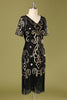 Carregar imagem no visualizador da galeria, Vestido Flapper de lantejoulas pretas da década de 1920