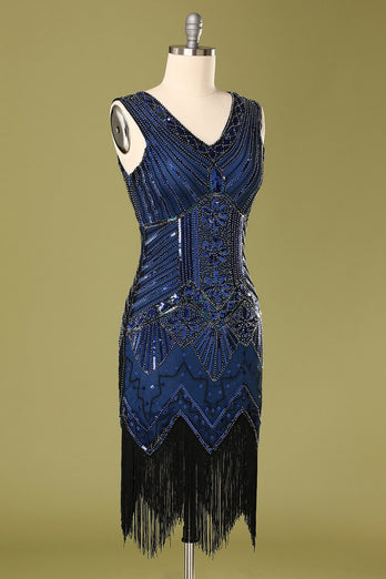 Vestido azul do Flapper das lantejoulas dos anos 20