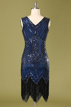 Vestido azul do Flapper das lantejoulas dos anos 20