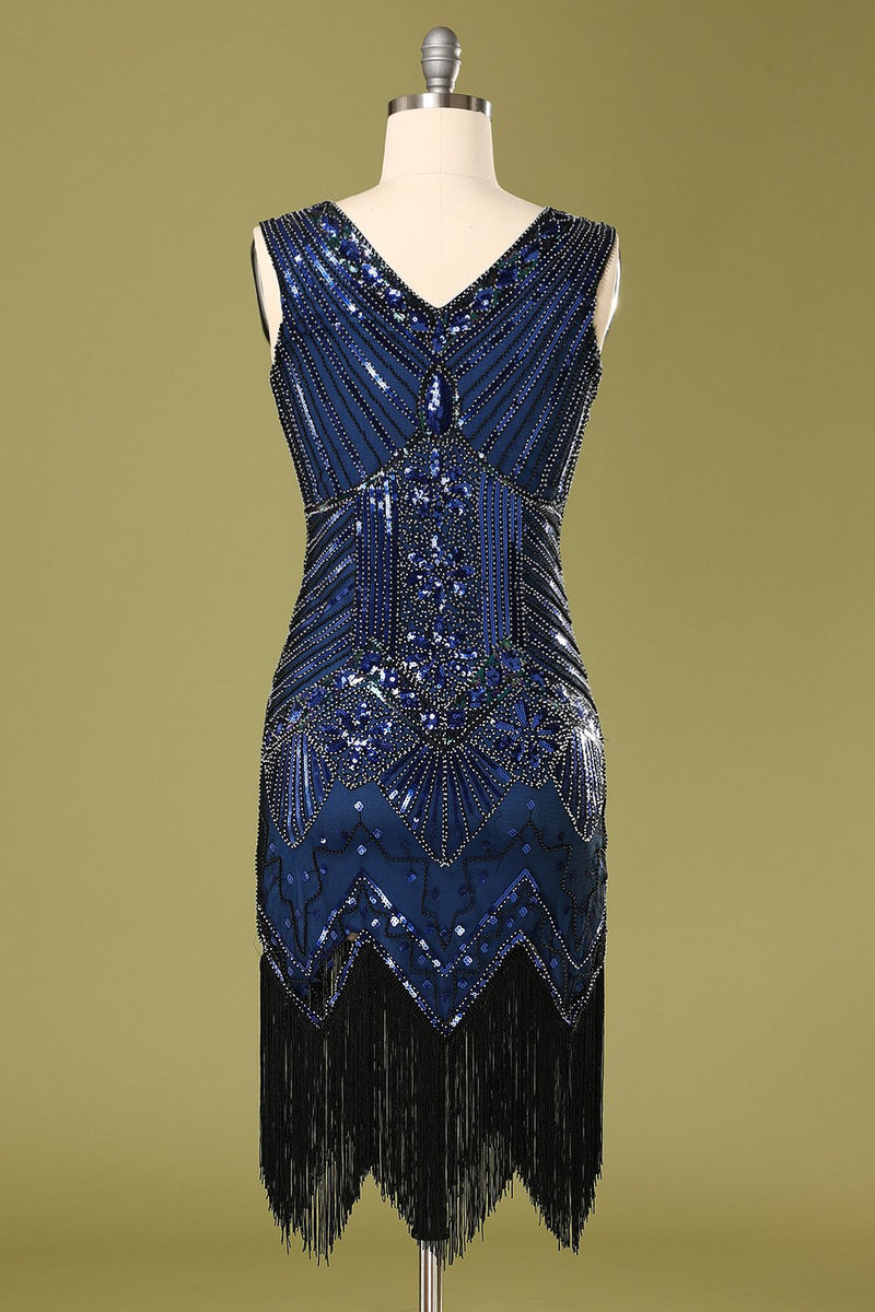 Carregar imagem no visualizador da galeria, Vestido azul do Flapper das lantejoulas dos anos 20