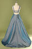 Carregar imagem no visualizador da galeria, Brilho azul aberto volta longo vestido de baile