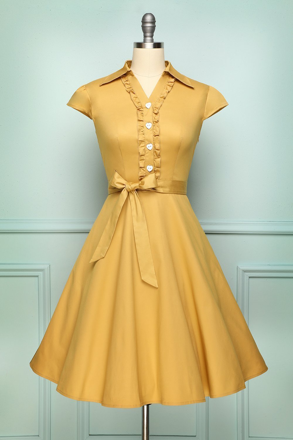 Vestido de década de 1950 amarelo