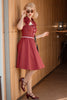 Carregar imagem no visualizador da galeria, Vestido Borgonha dos anos 50