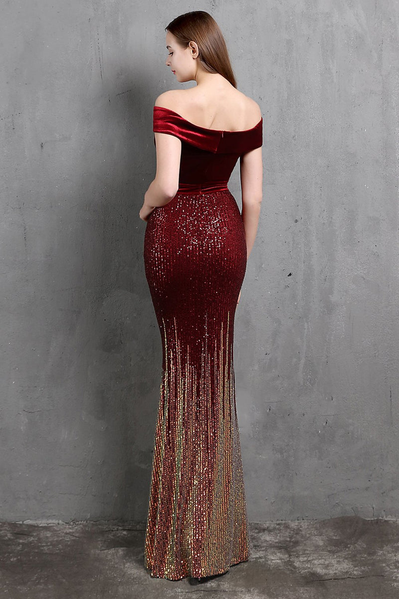 Carregar imagem no visualizador da galeria, Vestido de baile longo de sereia de ouro