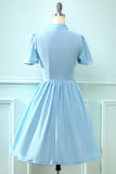 Vestido azul vintage de 1950 com Bowknot