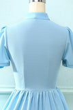 Vestido azul vintage de 1950 com Bowknot